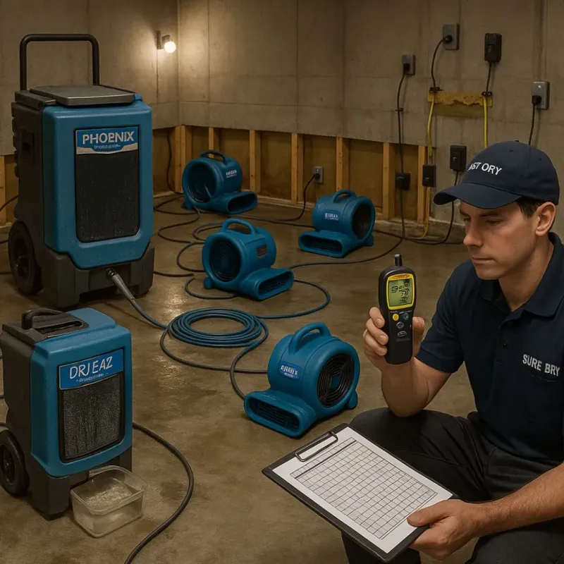 Structural Drying and Dehumidification process in York County, ME